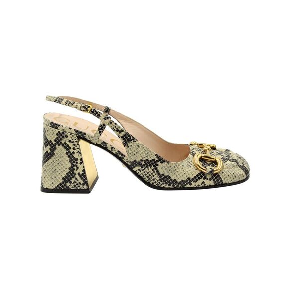 Gucci Horsebit Snakeskin-Embossed Slingback Pumps in Multicolor Leather - Picture 1 of 7